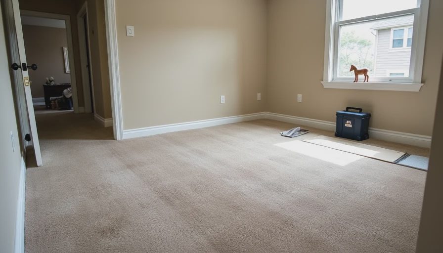 New neutral carpet in a bedroom after pre-sale flooring unification